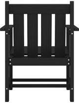 SERWALL 3 Pieces Patio Bistro Set, All Weather Adirondack Chair Set with Side Table, HDPE Material Outdoor Patio Furniture Set for Balcony, Porch, Garden, Backyard- Black SERWALL
