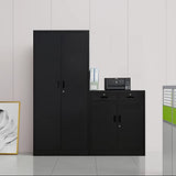 CJF Metal Storage Cabinet with 2 Doors and 2 Locking Drawers, Steel Storage Cabinets for Office/Home 36.2" H x 31.5" W x 15.7" D (Black) CJF