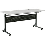 Lorell Shift 2.0 Flip & Nesting Mobile Table, 60" x 24" x 29.5", Black Steel Frame, Gray Laminated Top Lorell
