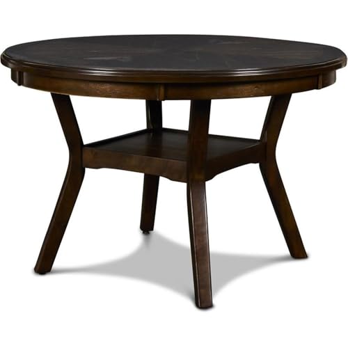 Pemberly Row Solid Wood 5-Piece Round Dining Set in Cherry Brown Pemberly Row