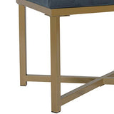 Homepop Home Decor | Upholstered Tufted Velvet Ottoman Bench | Ottoman Bench for Living Room & Bedroom, Blue, 24 x 16 x 17-1/2 inches high HomePop