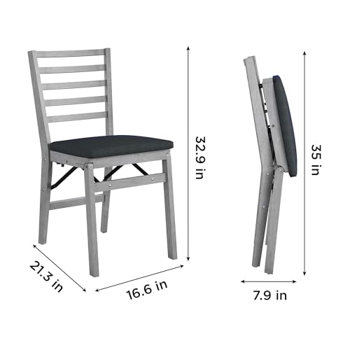 COSCO Contoured Back Wood Folding Chair, 2-Pack, Gray Wash COSCO