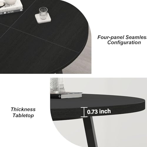 IBF 51inch Round Conference Table for 4-6 People, Business Meeting Table for Office and Conference Rooms Black IBF