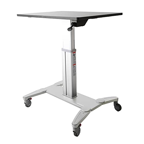 StarTech.com Mobile Standing Desk - Portable Sit Stand Ergonomic Height Adjustable Cart on Wheels - Rolling Computer/Laptop Workstation Table with Locking One-Touch Lift for Teacher/Student (STSCART) StarTech.com