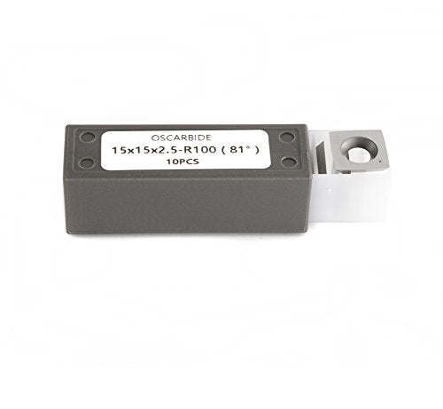 OSCARBIDE Byrd Shelix Carbide Inserts Replacement Cutters (15x15x2.5mm R100-81°) 15mm Square Carbide Cutters with 4" Edge Radius for Woodworking OSCARBIDE