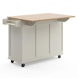 Homestyles Mobile Kitchen Island Cart with Wood Drop Leaf Breakfast Bar, Off White,Soft White, 54 Inch Width homestyles
