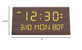 Kogonee Wooden Digital Alarm Clock, 0-100% Dimmer, 2 Alarm Settings, Weekday/Everyday Mode, 9 Mins Snooze, 12/24H, Temperature and Date Display for Office, Travel, Bedroom Alarm Clock (Brown) Kogonee