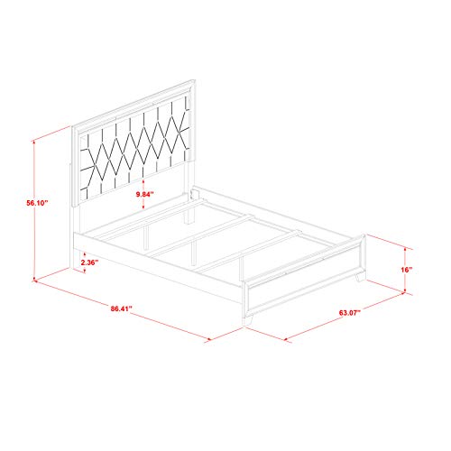 Pandora White Queen Bed Frame with Adjustable LED Headboard by East West Furniture - WoodArtSupply