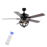 JONATHAN Y JYL9613A Jasper Farmhouse Industrial Iron Dome Shade LED Ceiling Fan with Remote, for Bedroom, Living Room, Dining Room 52" 2 Light, Black JONATHAN Y