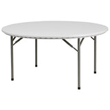 Flash Furniture Kathryn 5-Foot Round Granite White Plastic Folding Table, Commercial Grade Round Table for 8 Guests Flash Furniture