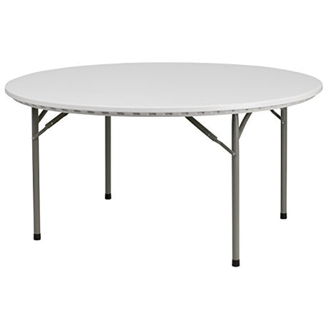 Flash Furniture Kathryn 5-Foot Round Granite White Plastic Folding Table, Commercial Grade Round Table for 8 Guests Flash Furniture