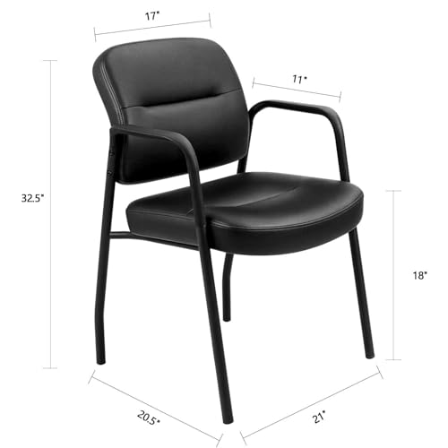 Devoko Waiting Room Office Reception Chairs Executive Leather Guest Chairs with Armrest Ergonomic Upholstered Lumbar Support Side Chairs (2 Pack)