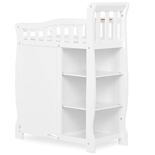 Dream On Me 5-in-1 Brody Full Panel Convertible Crib in White with Changer, Spacious Drawers, Detachable Changing -Table, 1''Changing Pad