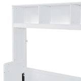 YOPTO Queen Size Horizontal Murphy Bed,Hidden Folding Wall Bed Frame with Built-in Top Shelf,Side Wardrobe & 2 Storage Drawers,Multipurpose Platform Bed,Space Saving,for Guest Room,Home Office,White YOPTO