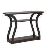 SUPER DEAL Narrow Console Table, 3 Tier Entryway Table, Wood Sofa Table Decorative Hallway Table with Shelves, Curved Frame for Living Room Front Door Entrance, 47 in Espresso SUPER DEAL