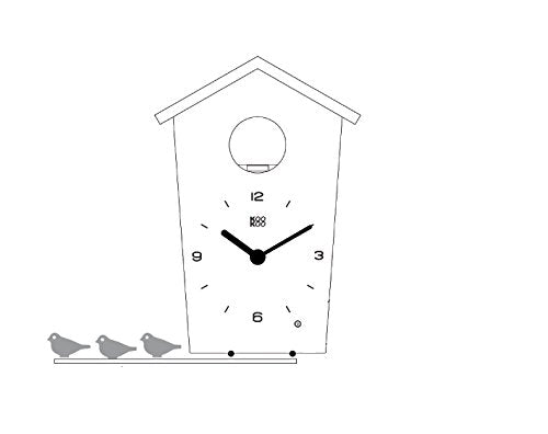 KOOKOO Birdhouse Mini Black, Tiny Modern Cuckoo Clock with 12 Natural Bird Songs or Cuckoo Call KOOKOO
