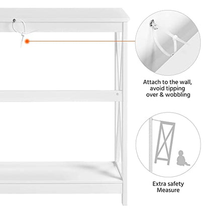 Yaheetech Wood Entryway Table, Console Table for Entryway, 2-Tier Sofa Table Accent Table w/Storage Shelf for Living Room, Hall, Foyer, White - WoodArtSupply
