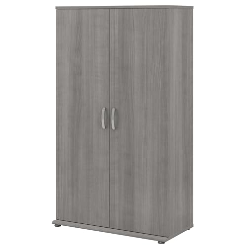 Bush Business Furniture Universal Tall Storage Cabinet with Doors and Shelves, Platinum Gray