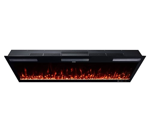 Modern Ember Vibrance 60 Inch Smart Linear Electric Fireplace Insert - Recessed or Wall-Mount, LED Multi-Flame Colors, Alexa/WiFi Enabled - Remote Included - Crystals Modern Ember