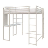 DHP Abode Full Size Metal Loft Bed, Off-White DHP