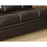 AC Pacific Louis Traditional Upholstered Leather Living Room Piece with Antique Brass Nail Head Trim, Sofa, Umber AC Pacific