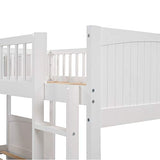 Merax L Shaped Bunk Beds for 3, Triple Bunk Bed with Ladders and 2 Storage Drawers, Twin Over Twin Bunk Bed with Twin Size Loft Bed Attached, Wooden Bunk Bed Frame for Kids Teens Adults,White Merax