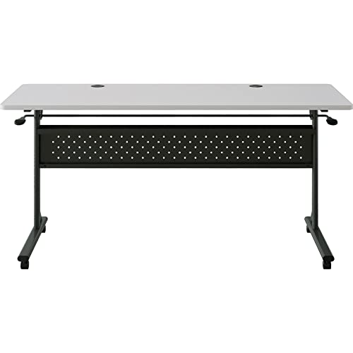 Lorell Shift 2.0 Flip & Nesting Mobile Table, 60" x 24" x 29.5", Black Steel Frame, Gray Laminated Top Lorell