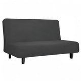 Easy-Going Stretch Futon Slipcover Armless Futon Bed Cover Furniture Protector Without Armrests with Elastic Bottom for Kids, Soft Jacquard Fabric Small Checks (Medium, Dark Gray) Easy-Going