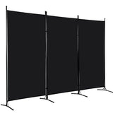 ‌FDW 3-Panel Room Divider Privacy Screen, 6FT Portable Folding Partition with Metal Frame (102" W x 70" H) for Office/Home Use, Dark Black FDW