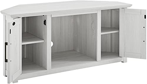 Crosley Furniture Camden Corner Fireplace TV Stand for 50+ inch TVs, Entertainment Center with Storage Shelves, Whitewash Crosley Furniture