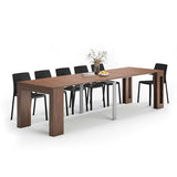 Mobili Fiver, Easy, Extendable Console Table with Extension Leaves Holder, 17.7(120.1) x35.4 in, Walnut, for 4-12 People, Space Saving Dining Table for Entrance, Living Room, Italian Furniture Mobili Fiver