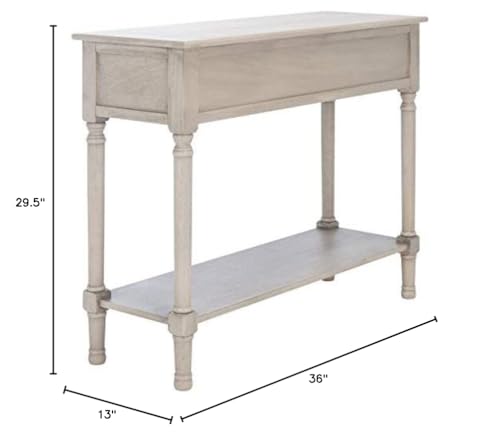 Safavieh Home Collection Tate Greige 2-Drawer Bottom Shelf Console Table Safavieh
