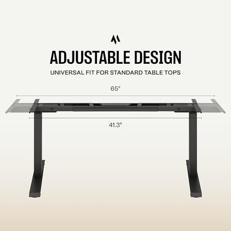 COREMINDED Dual Motor Standing Desk Frame – Heavy Duty, Powerful, 3 Stages Electric Height Adjustable Stand Up Desk Frame for Workstations with LCD Controller & Extras (Black) COREMINDED