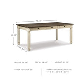 Signature Design by Ashley Bolanburg Farmhouse Rectangular Dining Table, 3 Drawers On Each Side, Seats 6, Wood, 71.88" W x 39.88" D x 31.13" H, Whitewash Signature Design by Ashley