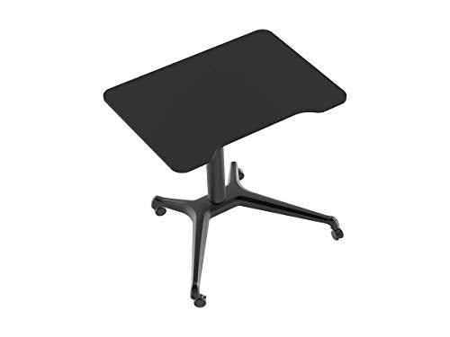 Monoprice Gas‑Lift Height Adjustable Sit‑Stand Mobile Rolling Workstation Laptop and Computer Desk V2 - Max Weight Capacity 99 Lbs, Mobile Stand for Presentations or an Active Work Lifestyle, Black Monoprice