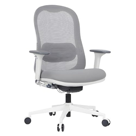 WorkPro® Uomo Ergonomic Mesh/Fabric Mid-Back Office Chair, White/Gray, BIFMA Compliant WorkPro