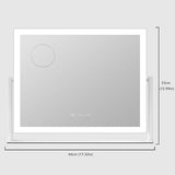 Gvnkvn Lighted Makeup Mirror, 17.3"x13" Hollywood Vanity Mirror with Led Lights, Three Color Lighting Modes, and 10X Magnification Mirror, Smart Touch Control, 360°Rotation (White, Gift Box) Gvnkvn