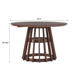 Walker Edison Scandinavian Slatted Wood Pedestal Base Dining Table, 48 Inch, Brown Walker Edison
