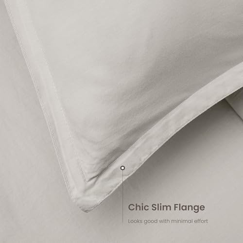 BIOWEAVES 100% Organic Washed Cotton Percale Weave Twin Duvet Cover Set | GOTS Certified Twin/Twin XL Duvet Cover & 1 Pillow Sham – 66x90 inches, Marshmallow BIOWEAVES