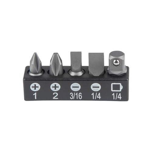 Klein Tools 65200 Ratchet Set, 5-Piece Mini Ratchet Set with Phillips, Slotted, and Adapter for Other Socket Sizes, For Tight Spaces Klein Tools