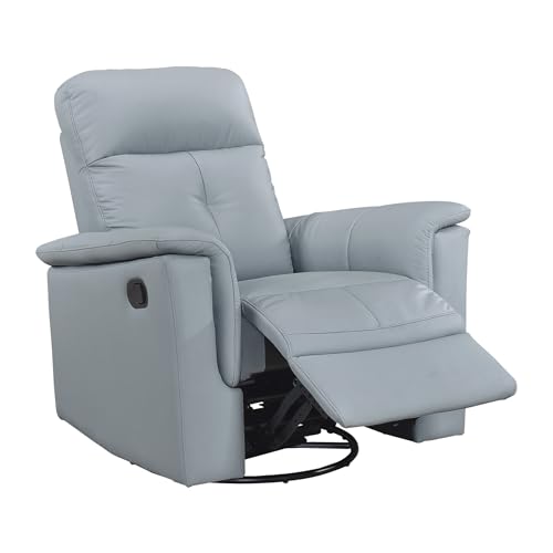 Lexicon Swivel Glider Recliner Chair, Comfy Nursery Glider, Top Grain Leather Match Recliner, Manual Reclining Chair for Living Room/Office/Apartment, Blue Lexicon