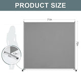 RANTILA Single Large Panel Room Divider, Privacy Screen for Office, Partition Separators, Freestanding Divider 71''W x 69.5''H, Grey RANTILA