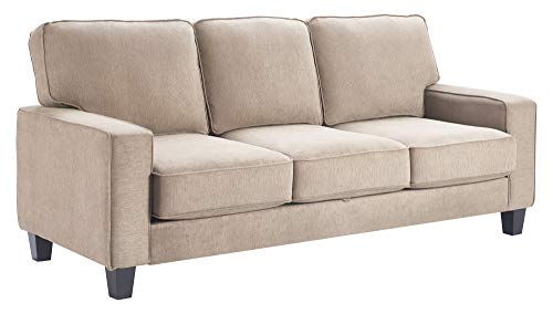 Serta Palisades Storage 1 Modern Design, Track Arms, Foam-Filled Cushions, Easy-to-Clean Fabric Upholstery, 77" Sofa, Soft Beige Serta