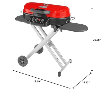 Coleman Roadtrip 285 Portable Stand-Up Propane Grill, Gas Grill with 3 Adjustable Burners and Instastart Push-Button Ignition; Grease Tray, Side Tables, Thermometer, Folding Legs & Wheels Included