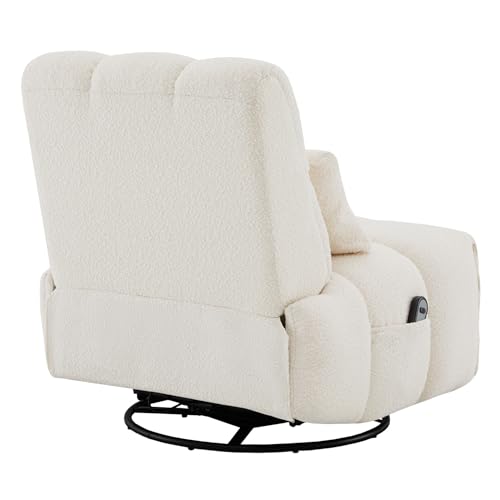 Watson & Whitely Oversized Power Recliner Chair for Adults, Swivel Rocker Recliner Chair with Lumbar Support, Ultra-Comfy Glider Recliner for Living Room Theater Seating Single Sofa, Cream