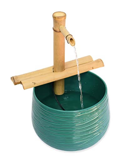 Bamboo Accents Zen Garden Water Fountain Kit - Adjustable Spout with Smooth Matte Finish, includes Submersible Pump - Ideal for Indoor & Outdoor Use, Container Not Included (12" Adj Half-Roun - WoodArtSupply