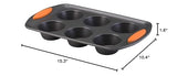 Rachael Ray Yum -o! Nonstick Bakeware 6-Cup Muffin Tin With Grips / Nonstick 6-Cup Cupcake Tin With Grips - 6 Cup, Gray Rachael Ray