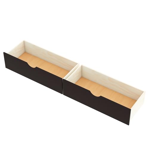 Harper & Bright Designs L-Shaped Platform Bed Frame with Trundle and Drawers Linked with Built-in Desk for Kids Boys Girls, Twin, Espresso Harper & Bright Designs