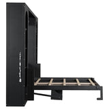 Merax Queen Size Murphy Platform Bed with Shelf, Side Cabinets, Drawers and LED, Black Merax