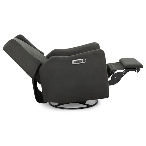 Delta Children Mercer Electronic Power Recliner and Swivel Glider with USB Port in LiveSmart Performance Fabric - Water Repellent & Stain Resistant, Dark Grey